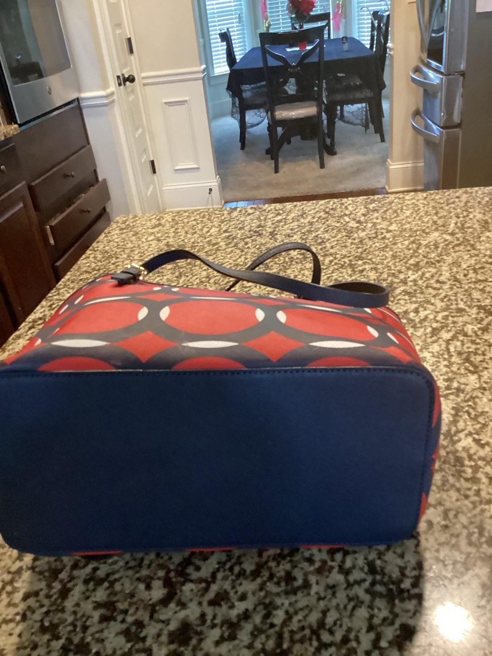 Michael Kors Red and Navy Geometric Tote ECC - Picture 5 of 14